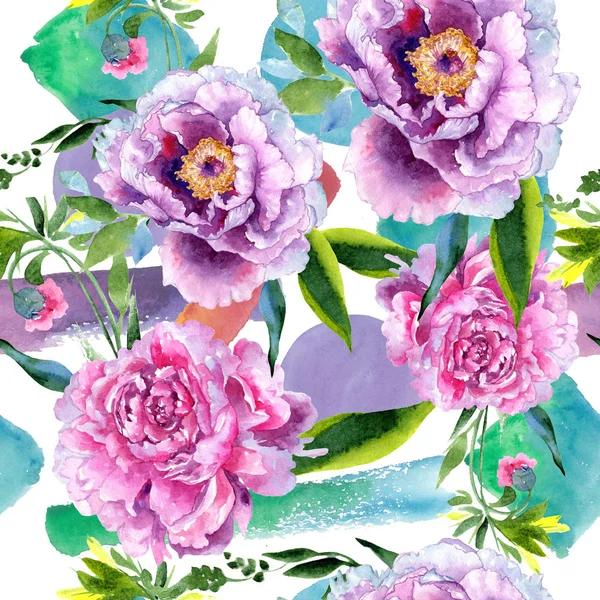 Wildflower peony pink flower pattern in a watercolor style. — Stock Photo, Image