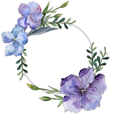 Renkli keten. Botanik çiçek. Çerçeve kenarlığı süsleme Meydanı.