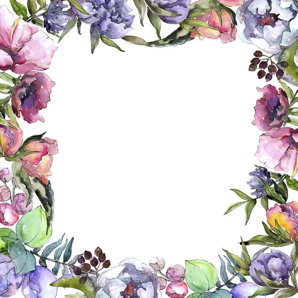 Bouquet wildflowers frame in a watercolor style. — Stock Photo, Image