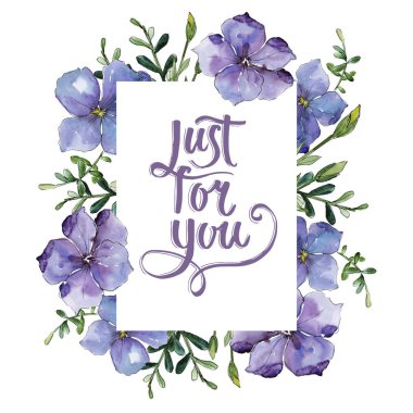 Renkli keten. Botanik çiçek. Çerçeve kenarlığı süsleme Meydanı.