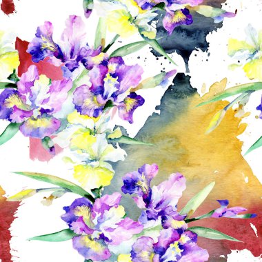 Renkli buket. Sorunsuz arka plan deseni. Kumaş duvar kağıdı yazdırma doku. Arka plan, doku, sarıcı desen, çerçeve veya kenarlık için Aquarelle kır çiçeği.