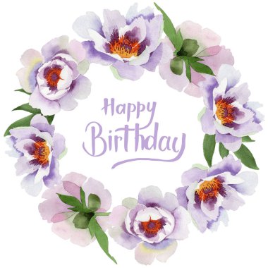 Yavaşça pembe peonies. Botanik çiçek. Çerçeve kenarlığı süsleme Meydanı. Arka plan, doku, sarıcı desen, çerçeve veya kenarlık için Aquarelle kır çiçeği.