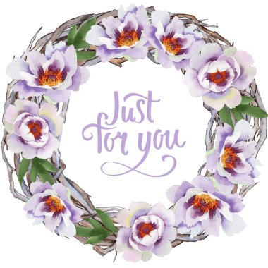 Yavaşça pembe peonies. Botanik çiçek. Çerçeve kenarlığı süsleme Meydanı. Arka plan, doku, sarıcı desen, çerçeve veya kenarlık için Aquarelle kır çiçeği.