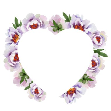 Yavaşça pembe peonies. Botanik çiçek. Çerçeve kenarlığı süsleme Meydanı. Arka plan, doku, sarıcı desen, çerçeve veya kenarlık için Aquarelle kır çiçeği.