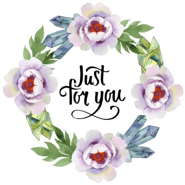 Yavaşça pembe peonies. Botanik çiçek. Çerçeve kenarlığı süsleme Meydanı. Arka plan, doku, sarıcı desen, çerçeve veya kenarlık için Aquarelle kır çiçeği.