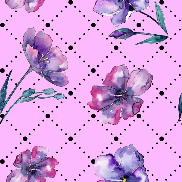 Violet Vlas Naadloze Achtergrondpatroon Structuur Behang Print Textuur Aquarelle Wildflower — Stockfoto