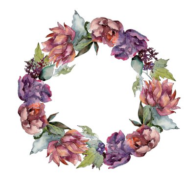 Renkli buket. Çerçeve kenarlığı süsleme Meydanı. Arka plan, doku, sarıcı desen, çerçeve veya kenarlık için Aquarelle kır çiçeği.