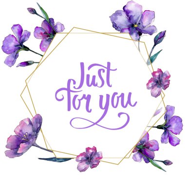 Menekşe keten. Botanik çiçek. Çerçeve kenarlığı süsleme Meydanı.