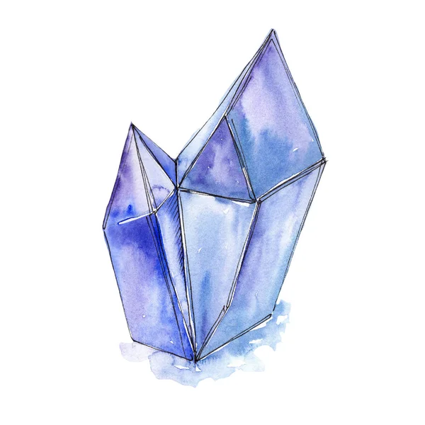 Blue diamond rock jewelry mineral.  Geometric quartz polygon crystal stone mosaic shape amethyst gem.