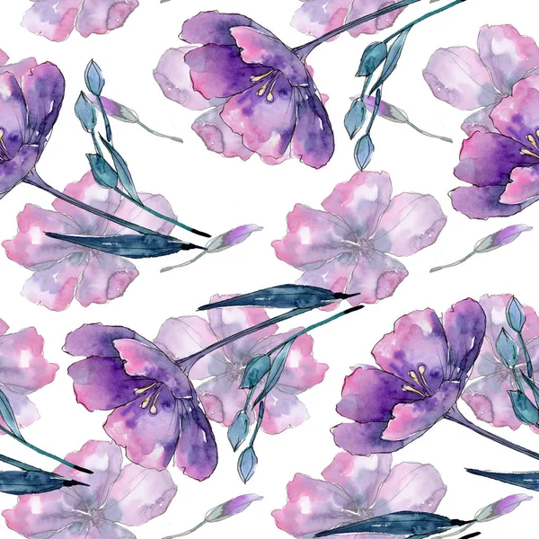 Violet Flax Seamless Background Pattern Fabric Wallpaper Print Texture Aquarelle — Stock Photo, Image