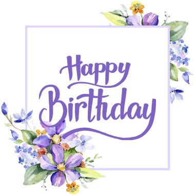 Renkli buket. Botanik çiçek. Çerçeve kenarlığı süsleme Meydanı. Arka plan, doku, sarıcı desen, çerçeve veya kenarlık için Aquarelle kır çiçeği.