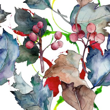 Kartopu izole bir suluboya tarzında bırakır. Sorunsuz arka plan deseni. Kumaş duvar kağıdı yazdırma doku. Aquarelle yaprak için arka plan, doku, sarıcı desen, çerçeve veya kenarlık.