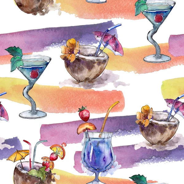 Pina Colada Party Cocktailgetränk Nahtlose Hintergrundmuster Nachtclub Isolierte Icon Skizze — Stockfoto