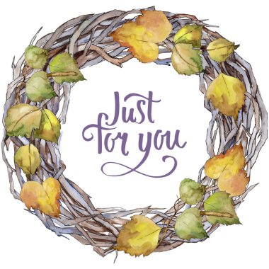 Huş ağacı bir suluboya tarzında bırakır. Çerçeve kenarlığı süsleme Meydanı. Aquarelle yaprak için arka plan, doku, sarıcı desen, çerçeve veya kenarlık.