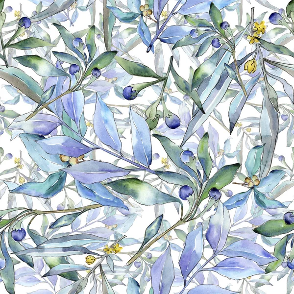 Elaeagnus 수채화 스타일에 나뭇잎 원활한 패턴입니다 패브릭 텍스처입니다 프레임 테두리에 — 스톡 사진