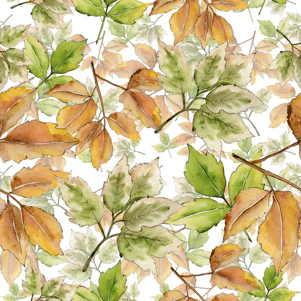 Maple Leaves Watercolor Style Seamless Background Pattern Fabric Wallpaper Print — Stock Photo, Image