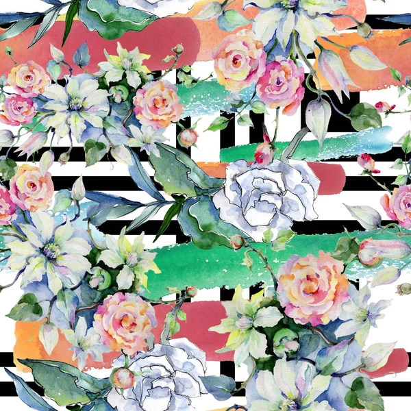 Bouquet Fleurs Tendre Modèle Fond Sans Couture Texture Impression Papier — Photo