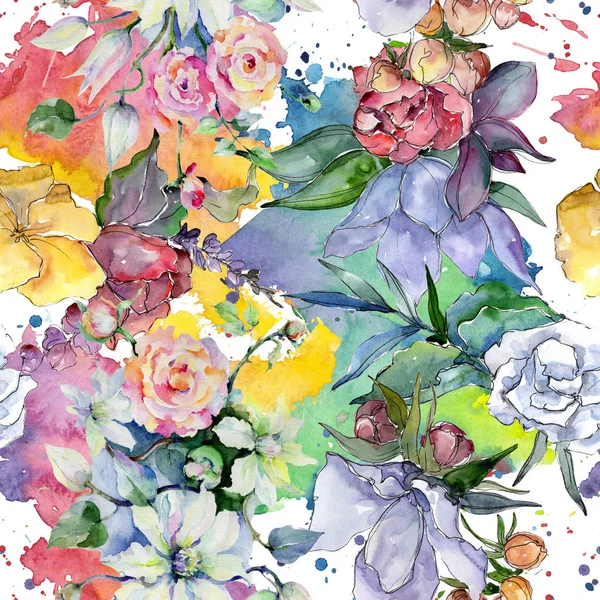Нежные Букеты Цветов Бесшовный Рисунок Фона Ткань Обои Печать Текстуры — стоковое фото