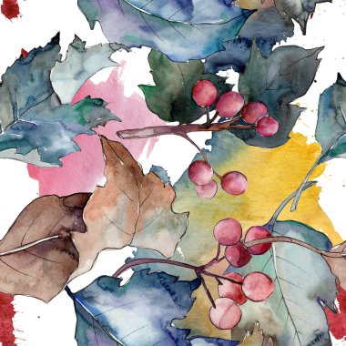 Kartopu izole bir suluboya tarzında bırakır. Sorunsuz arka plan deseni. Kumaş duvar kağıdı yazdırma doku. Aquarelle yaprak için arka plan, doku, sarıcı desen, çerçeve veya kenarlık.