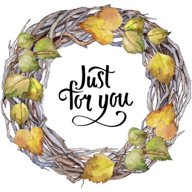 Huş ağacı bir suluboya tarzında bırakır. Çerçeve kenarlığı süsleme Meydanı. Aquarelle yaprak için arka plan, doku, sarıcı desen, çerçeve veya kenarlık.