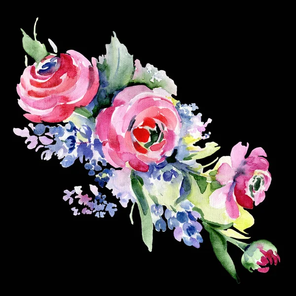 화려한 꽃다발입니다 꽃입니다 플라워 격리입니다 프레임 테두리에 야생화 — 스톡 사진