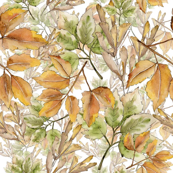 메이플 수채화 스타일에 나뭇잎 원활한 패턴입니다 패브릭 텍스처입니다 프레임 테두리에 — 스톡 사진