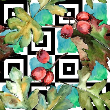 Alıç yeşil bir suluboya tarzında bırakır. Sorunsuz arka plan deseni. Kumaş duvar kağıdı yazdırma doku. Aquarelle yaprak için arka plan, doku, sarıcı desen, çerçeve veya kenarlık.