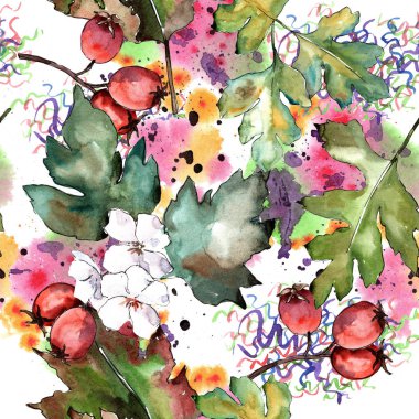 Alıç yeşil bir suluboya tarzında bırakır. Sorunsuz arka plan deseni. Kumaş duvar kağıdı yazdırma doku. Aquarelle yaprak için arka plan, doku, sarıcı desen, çerçeve veya kenarlık.