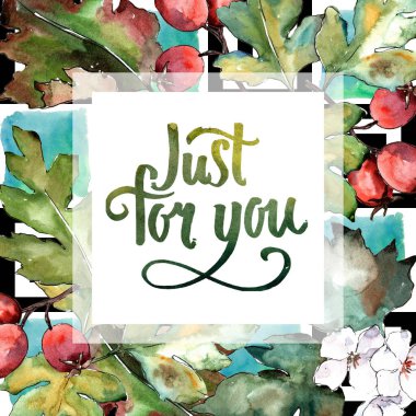 Alıç yeşil bir suluboya tarzında bırakır. Çerçeve kenarlığı süsleme Meydanı. Aquarelle yaprak için arka plan, doku, sarıcı desen, çerçeve veya kenarlık.