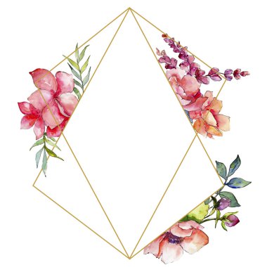 Pembe buket kır çiçeği. Çerçeve kenarlığı süsleme Meydanı. Arka plan, doku, sarıcı desen, çerçeve veya kenarlık için Aquarelle kır çiçeği.