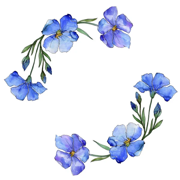 Kék Len Virágos Botanikai Virág Test Határ Dísz Tér Háttér — Stock Fotó