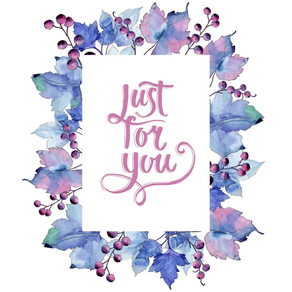 Frenk üzümü bir suluboya tarzında bırakır. Çerçeve kenarlığı süsleme Meydanı. Aquarelle yaprak için arka plan, doku, sarıcı desen, çerçeve veya kenarlık.