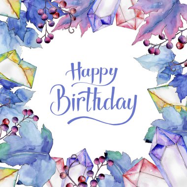 Frenk üzümü bir suluboya tarzında bırakır. Çerçeve kenarlığı süsleme Meydanı. Aquarelle yaprak için arka plan, doku, sarıcı desen, çerçeve veya kenarlık.