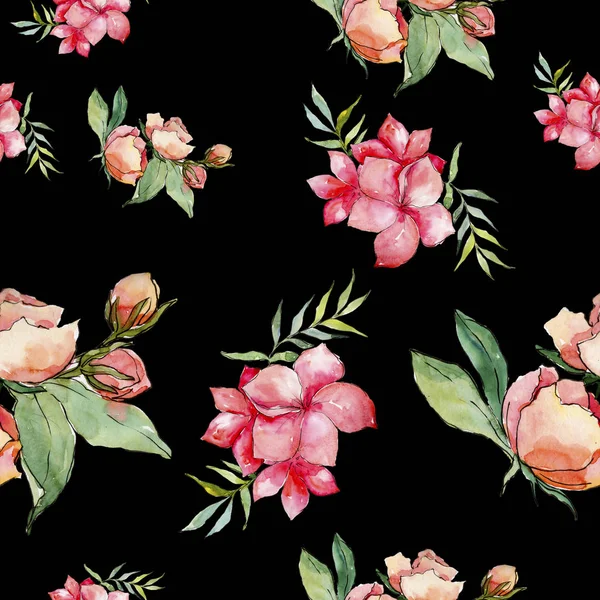 Розовый Букет Полевой Цветок Цветочный Ботанический Цветок Бесшовный Фон Ткань — стоковое фото