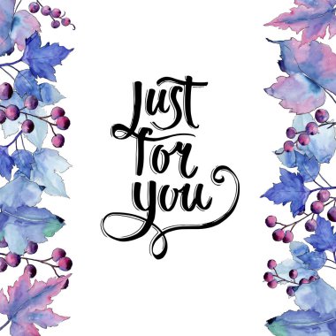 Frenk üzümü bir suluboya tarzında bırakır. Çerçeve kenarlığı süsleme Meydanı. Aquarelle yaprak için arka plan, doku, sarıcı desen, çerçeve veya kenarlık.