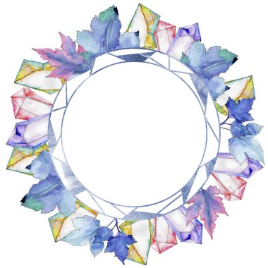 Frenk üzümü bir suluboya tarzında bırakır. Çerçeve kenarlığı süsleme Meydanı. Aquarelle yaprak için arka plan, doku, sarıcı desen, çerçeve veya kenarlık.