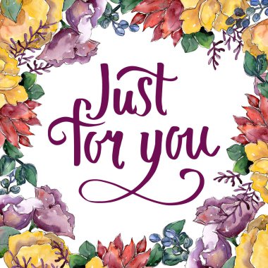 Renkli buket. Botanik çiçek. Çerçeve kenarlığı süsleme Meydanı. Arka plan, doku, sarıcı desen, çerçeve veya kenarlık için Aquarelle kır çiçeği.