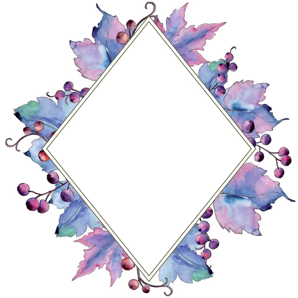 Leaves currant in a watercolor style. Frame border ornament square. Aquarelle leaf for background, texture, wrapper pattern, frame or border.