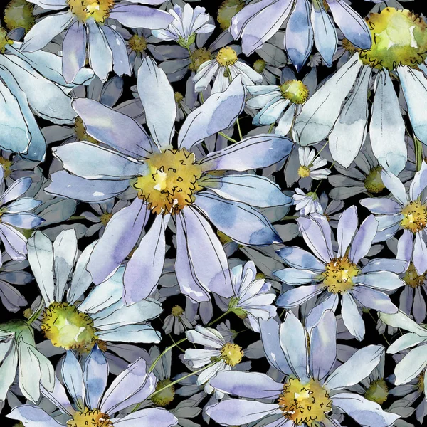 Margarida Branca Floral Flor Botânica Padrão Fundo Sem Costura Tecido — Fotografia de Stock