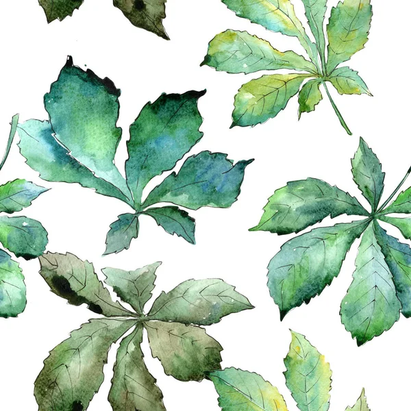 Πράσινα Φύλλα Καστανιάς Στυλ Υδατογραφίας Απρόσκοπτη Υπόβαθρο Μοτίβο Ύφασμα Ταπετσαρία — Φωτογραφία Αρχείου
