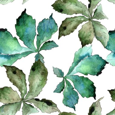 Kestane rengi yeşil yaprak. Yaprak bitki botanik bahçe çiçek yaprakları. Sorunsuz arka plan deseni.