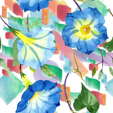 Ipomoea mavi. Sorunsuz arka plan deseni. Kumaş duvar kağıdı yazdırma doku.