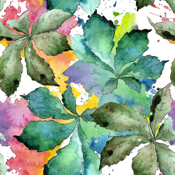 Φύλλο πράσινο καστανιάς. Φύλλο φυτού Βοτανικός Κήπος floral φύλλωμα. Απρόσκοπτη υπόβαθρο μοτίβο. — Φωτογραφία Αρχείου