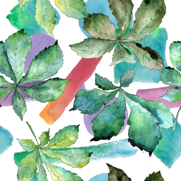 Зеленый каштановый лист. Цветочная листва ботанического сада. Бесшовный рисунок фона . — стоковое фото