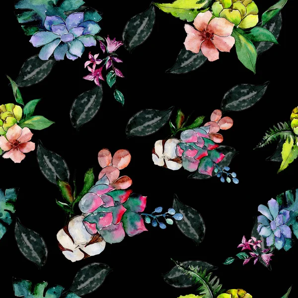 Tropical bouquet flower. Seamless background pattern. Fabric wallpaper print texture.