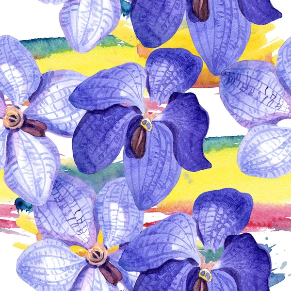 Orquídea Azul Vanda Patrón Fondo Sin Costuras Textura Impresión Papel — Foto de Stock