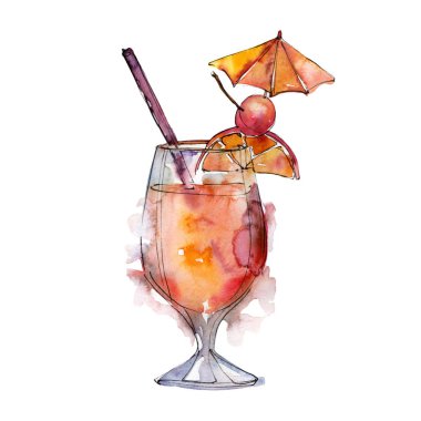 Alaska parti kokteyl içki bar. Gece kulübü izole simgesi kroki çizim. Aquarelle kokteyl içki resimde arka plan, doku, sarıcı desen, çerçeve veya kenarlık için.