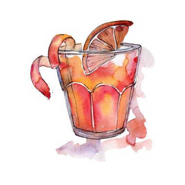 Arnold Palmer parti kokteyl içki bar. Gece kulübü izole simgesi kroki çizim. Aquarelle kokteyl içki resimde arka plan, doku, sarıcı desen, çerçeve veya kenarlık için.