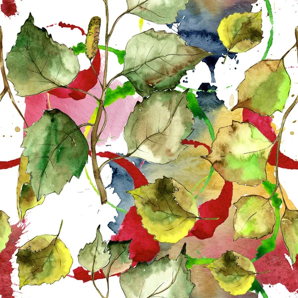 Зеленые Листья Березы Цветочная Листва Ботанического Сада Бесшовный Рисунок Фона — стоковое фото