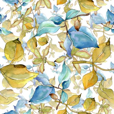 İğde suluboya tarzında bırakır. Sorunsuz arka plan deseni. Kumaş duvar kağıdı yazdırma doku. Aquarelle yaprak için arka plan, doku, sarıcı desen, çerçeve veya kenarlık.